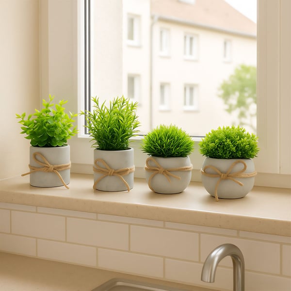 Kunstige planter, 12x10 cm og 18x7,5 cm, grøn, grå, Kodustaar