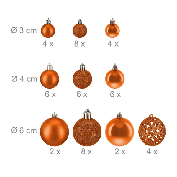 Set med julgranskulor, 4x3 cm, 5x4 cm, 7x6 cm, Flerfärgad, Kodustaar