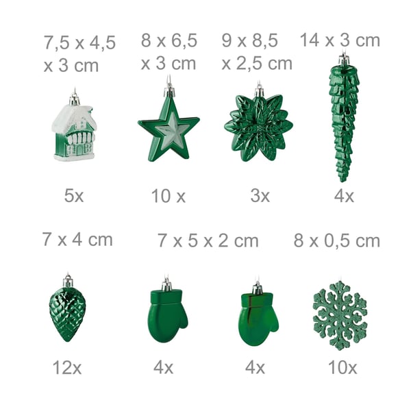 Julgransdekorationer Set, 100 delar, Plast, Kodustaar