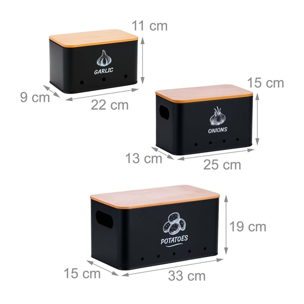 Förvaringslådor, 19x33x15 cm, 15x25x13 cm, 11x22x9 cm, Bambus
