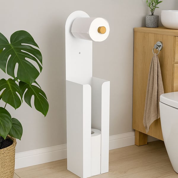 Toiletpapirholder, 66x12x11 cm, metal og bambus