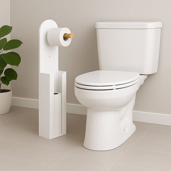 Toiletpapirholder, 66x12x11 cm, metal og bambus