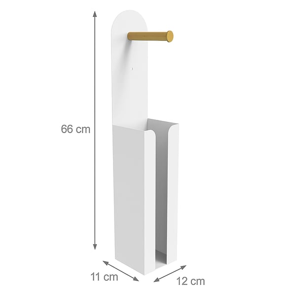 Toiletpapirholder, 66x12x11 cm, metal og bambus