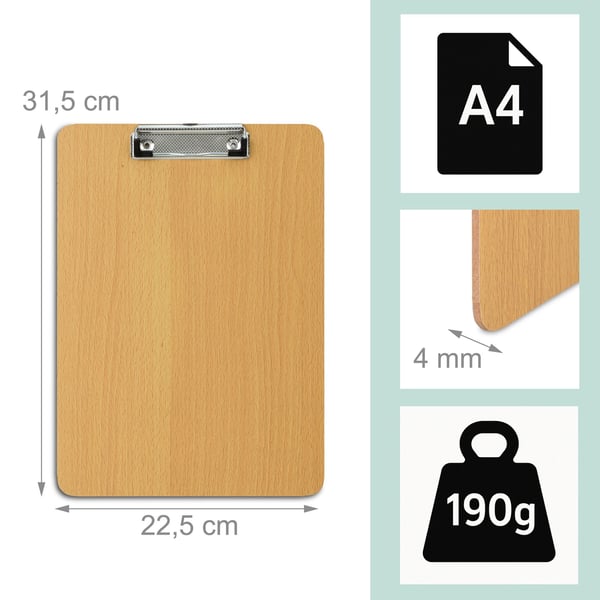Træ clipboard, 31,5x22,5x0,5 cm, brun sølv, Kodustaar