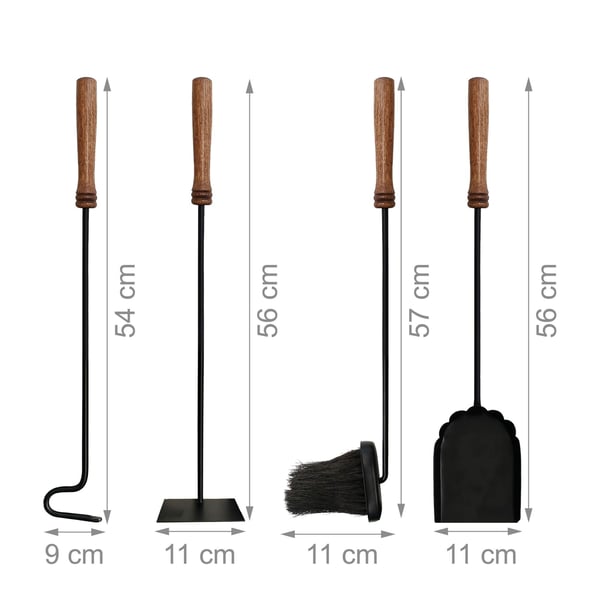 Eldstadsverktyg Set, 54x56x57 cm, Svart Brun