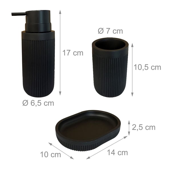 Kylpyhuonesetti, 17x6,5 cm, 2,5x14x10 cm, 10,5x7 cm, Kiviefekti