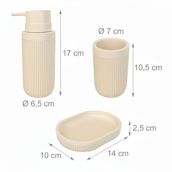 Kylpyhuonesetti, 17x6,5 cm, 2,5x14x10 cm, 10,5x7 cm, Kivi