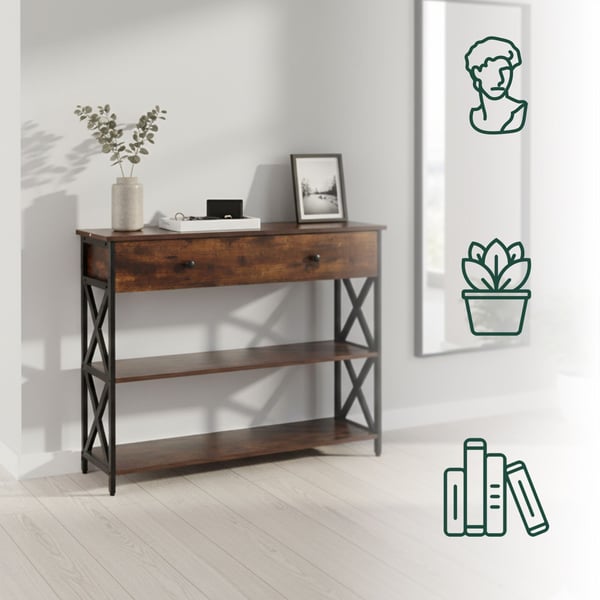 Konsolbord, 80x100x30 cm, Brun, Sort, Kodustaar