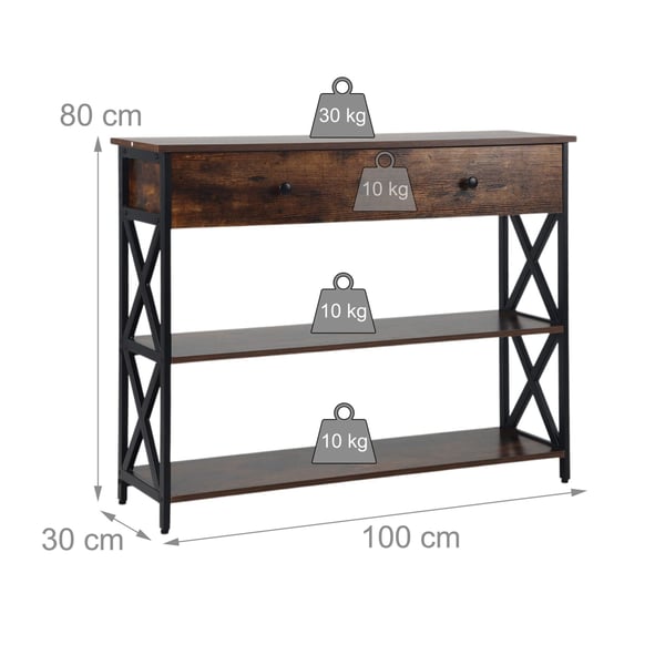 Konsolbord, 80x100x30 cm, Brun, Sort, Kodustaar