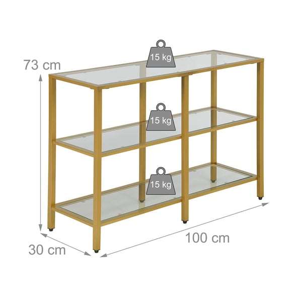 Konsolbord, 73x100x30 cm, glas, jern, Kodustaar