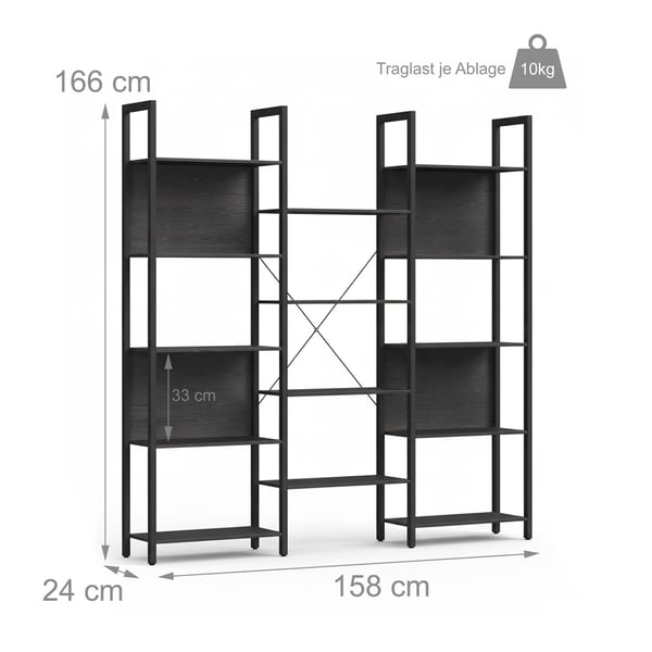 Bokhylla, 166x158x24 cm, MDF, metall, Kodustaar