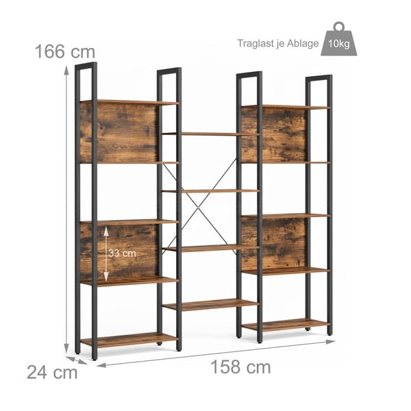 Bokhylla, 166x158x24 cm, MDF, metall, Kodustaar