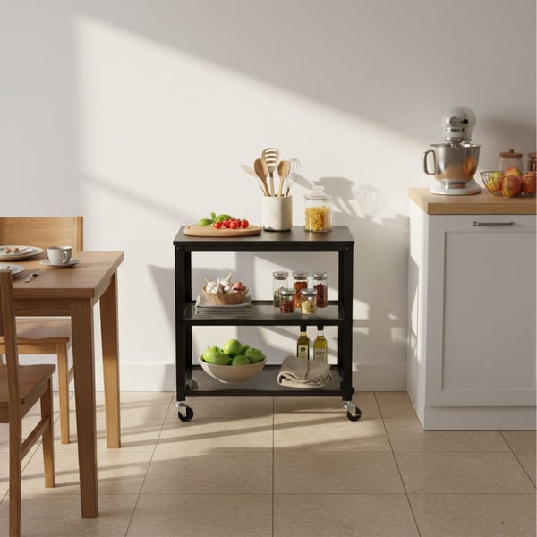 Vogn, 61x60x40 cm, Sort, stål, MDF, spånplade, plastik, Kodustaar