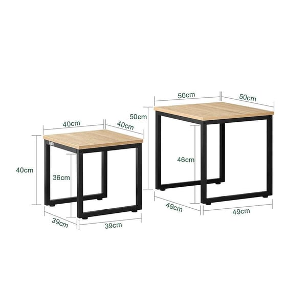 Indlejringstabeller, 50x50x50 cm (Tabel 1), 40x40x40 cm (Tabel 2), Sort & Brun