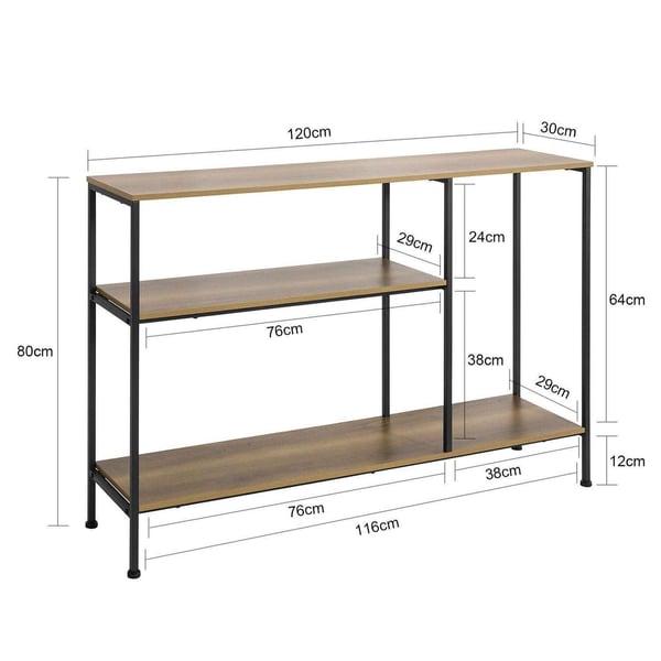 Konsolbord i PB och metall, 30x80x120 cm, testat för 150 kg