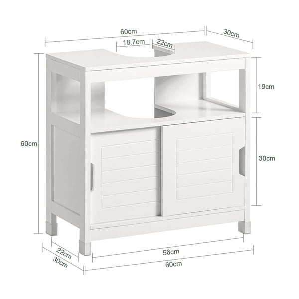 Badeværelsesskab, 60x30x60 cm, Hvid