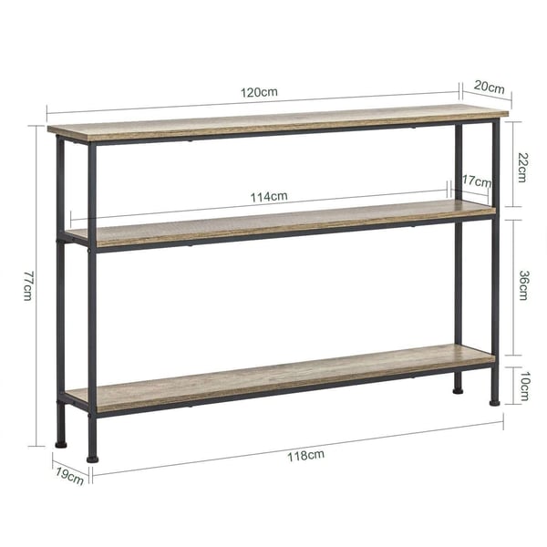 Konsolbord med trætop og metalramme, 120x20x77 cm, 50 kg