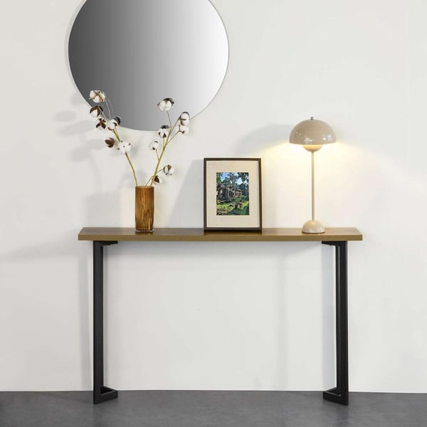 Konsolbord med trætop og metalramme, 120x20x75 cm, 50 kg
