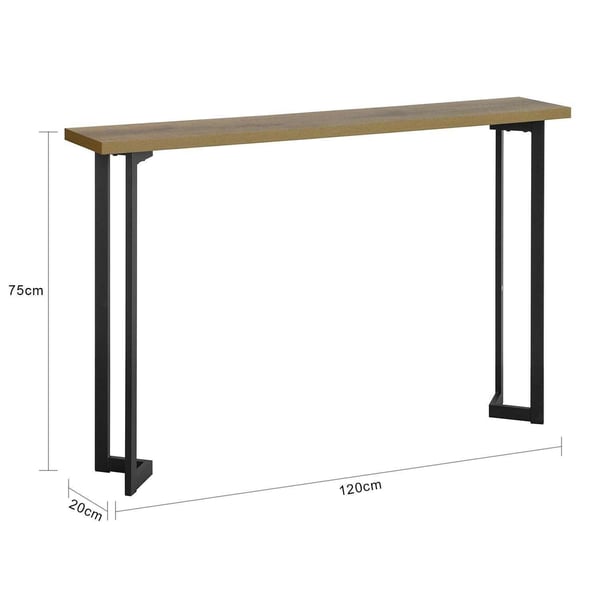 Konsolbord med trætop og metalramme, 120x20x75 cm, 50 kg