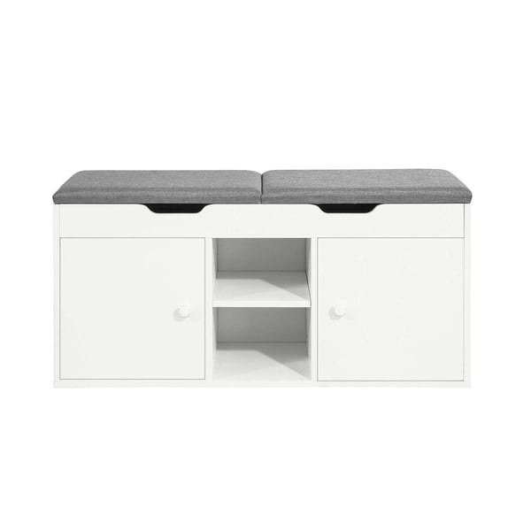 Skobænk med 2 døre, 34x48x100 cm, Hvid, testet 150 kg