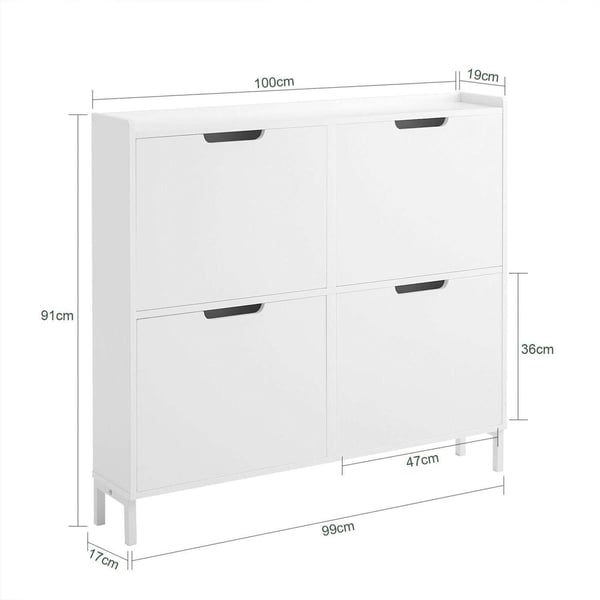 Sko Skab, FSR100-W, 100x19x91 cm, Hvid