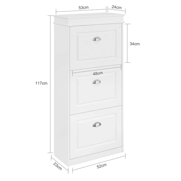 Sko Skab, FSR94-W, 24x117x53 cm, Hvid
