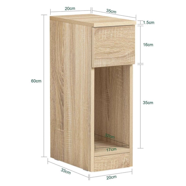 Sidebord, 20x33x60 cm, Brun