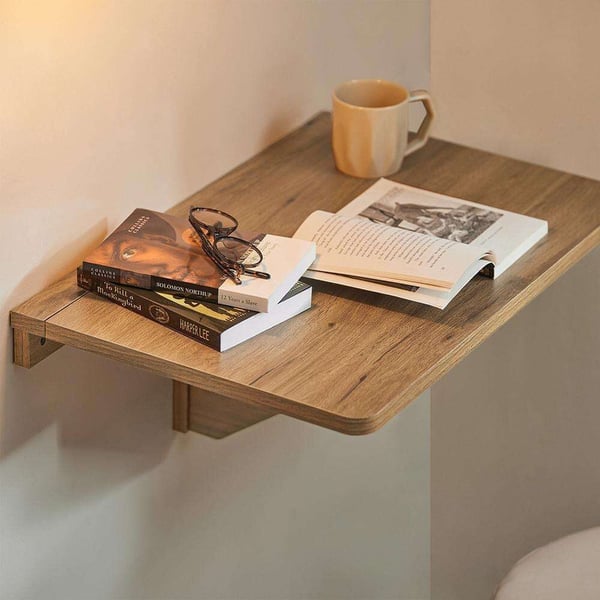Vægmonteret Drop-Leaf Bord, 60x40 cm, Brun