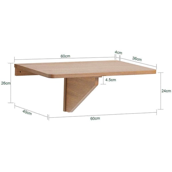 Vægmonteret Drop-Leaf Bord, 60x40 cm, Brun