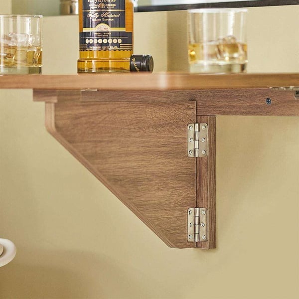 Vægmonteret Drop-Leaf Bord, 60x40 cm, Brun