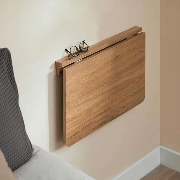Vægmonteret Drop-Leaf Bord, 60x40 cm, Brun