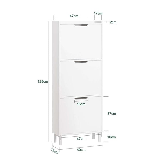 Sko Skab, FSR151-H-W, 19x129x50 cm, Hvid
