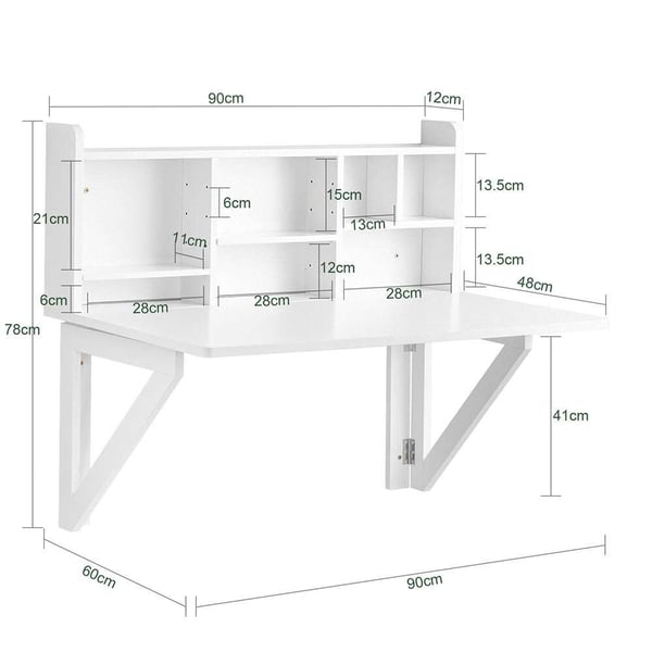 Foldbar Skrivebord, 90x60x78 cm, Hvid