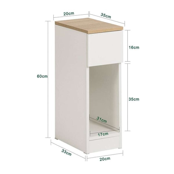 Natborde 2 stk., 20x35x60 cm, brun og hvid