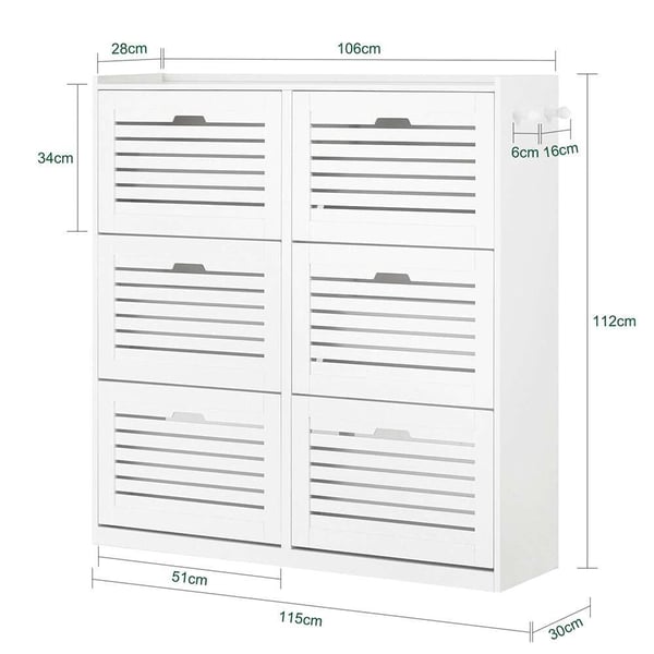Sko Skab, FSR145-W, 115x30x112 cm, Hvid