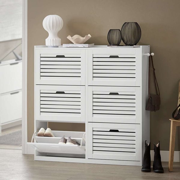 Sko Skab, FSR145-W, 115x30x112 cm, Hvid