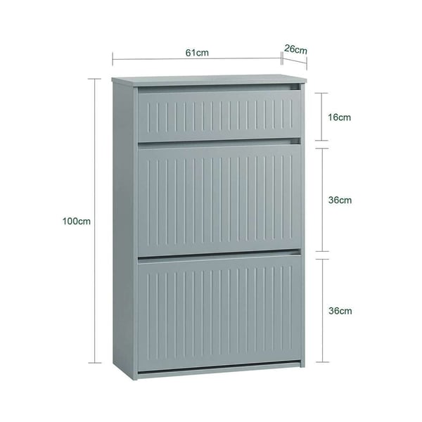 Sko Skab, FSR165-HG, 26x100x61 cm, Grå