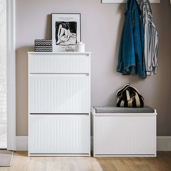 Skoskab, FSR165-W, 26x100x61 cm, Hvid
