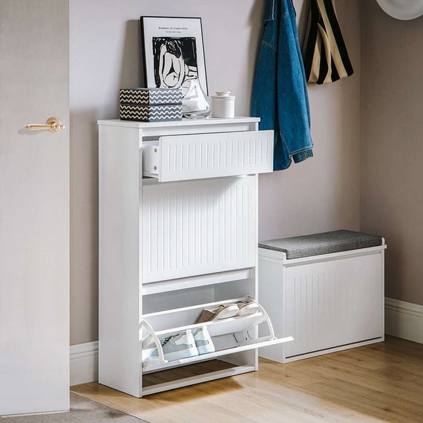 Skoskab, FSR165-W, 26x100x61 cm, Hvid