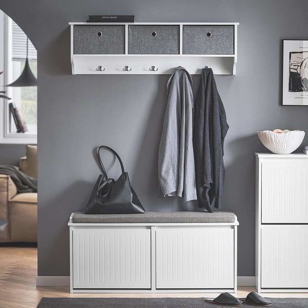 Skobænk, 100x25x46 cm, Hvid