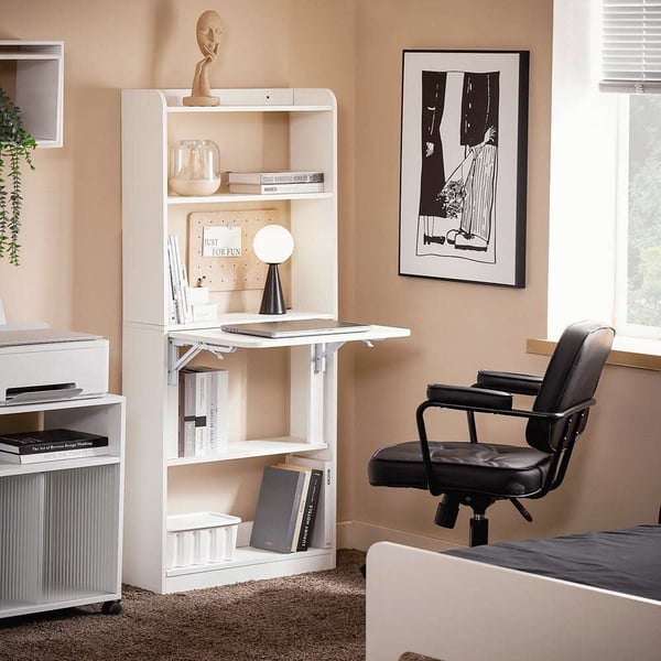 Foldbar Skrivebord, 64x20x145 cm, Hvid