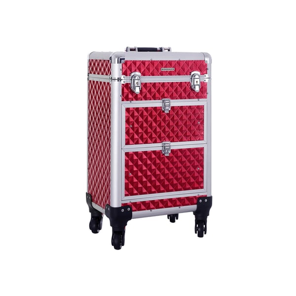 Makeup-kuffert trolley, 34x57x27 cm, Rød Makeup-kuffert trolley, 34x57x27 cm, Rød