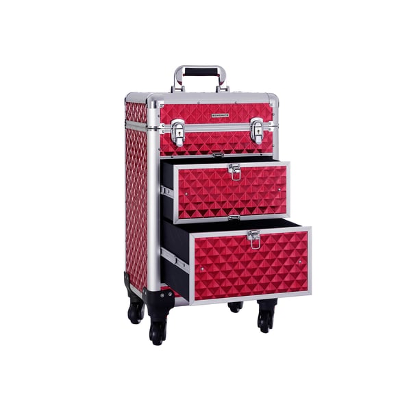 Makeup-kuffert trolley, 34x57x27 cm, Rød