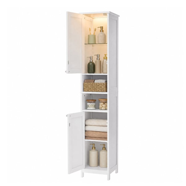 Baderomsskap, 30,1x30,1x170,1 cm, Hvit, MDF