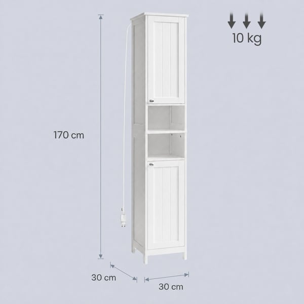 Baderomsskap, 30,1x30,1x170,1 cm, Hvit, MDF