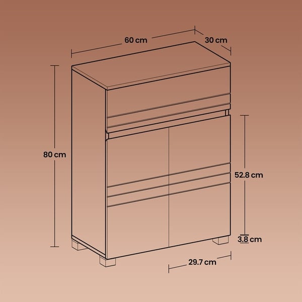 Baderomsskap, 60x30x80 cm, Hvit, MDF