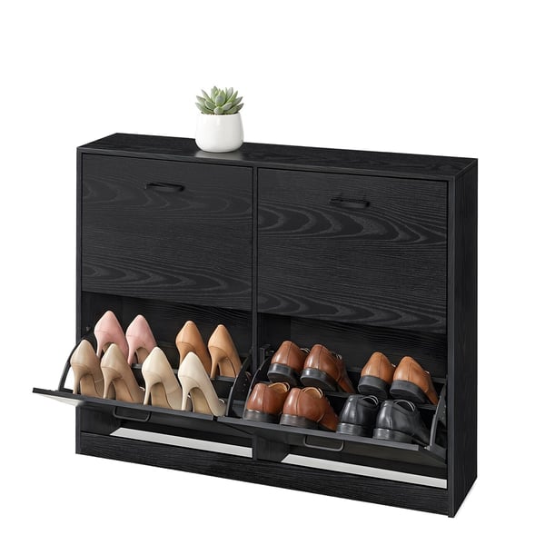 Skoskap, 24x105,5x82,7 cm, Svart, Tre