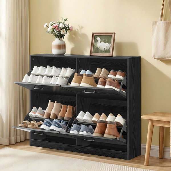 Skoskap, 24x105,5x82,7 cm, Svart, Tre