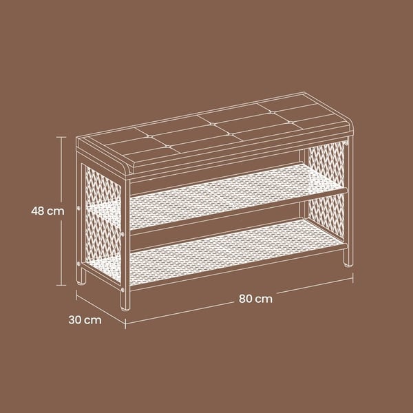 Skobänk 80x30x48 cm brun, metall