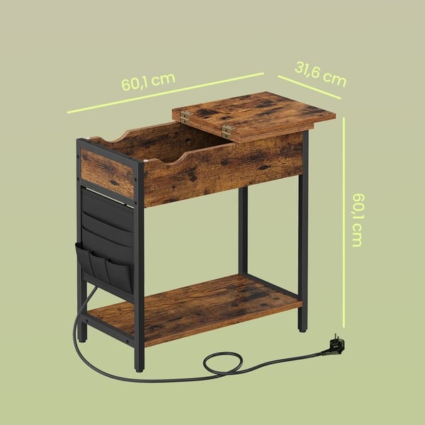 Sidebord 60x31,5x60 cm brun-sort, sammenklappeligt, opbevaring